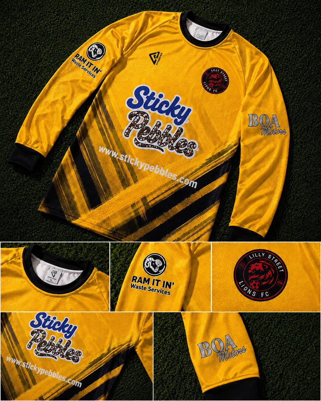 Lilly Street Lions FC yellow goalkeeper kit