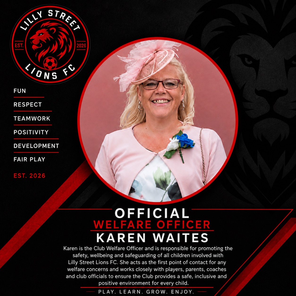 Karen Waites, Welfare Officer