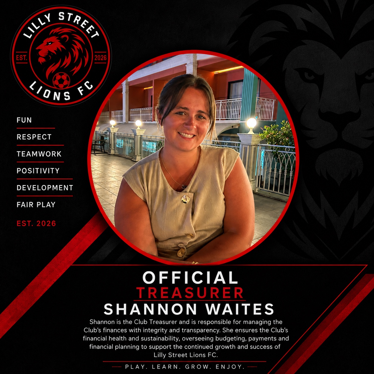 Shannon Waites, Treasurer